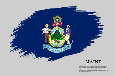 Brush stroke styled flag of Maine . Template for your designのイラスト素材