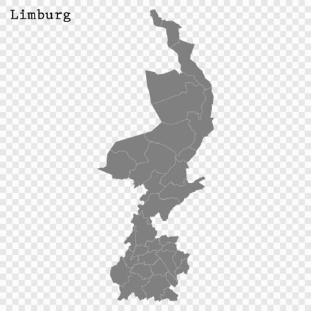 High Quality map of Limburg is a province of Netherlands, with borders of the Municipalitiesのイラスト素材