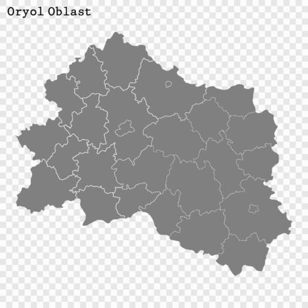 High Quality map of Oryol Oblast is a region of Russia with borders of the districtsのイラスト素材