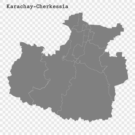 High Quality map of Karachay-Cherkessia is a region of Russia with borders of the districtsのイラスト素材