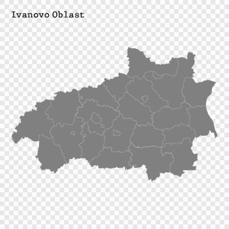 High Quality map of Ivanovo Oblast is a region of Russia with borders of the districtsのイラスト素材