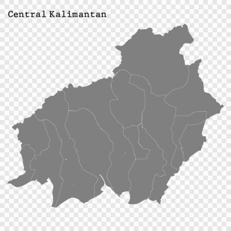 High Quality map of Central Kalimantan is a province of Indonesiaのイラスト素材