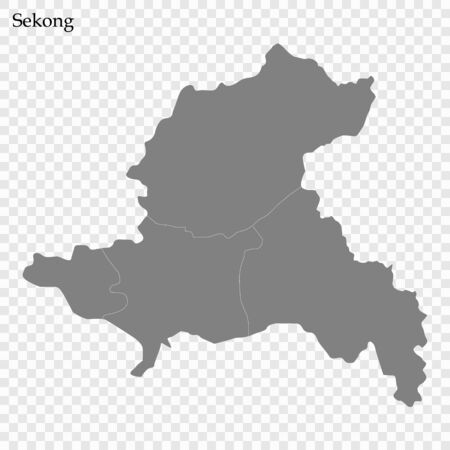 High Quality map of Sekong is a province of Laos, with borders of the districtsのイラスト素材