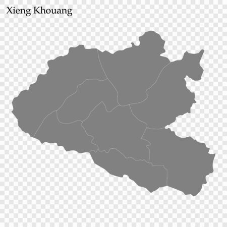 High Quality map of Xieng Khouang is a province of Laos, with borders of the districtsのイラスト素材
