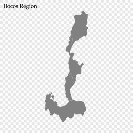 High Quality map of Ilocos Region is a region of Philippines, with borders of the provincesのイラスト素材