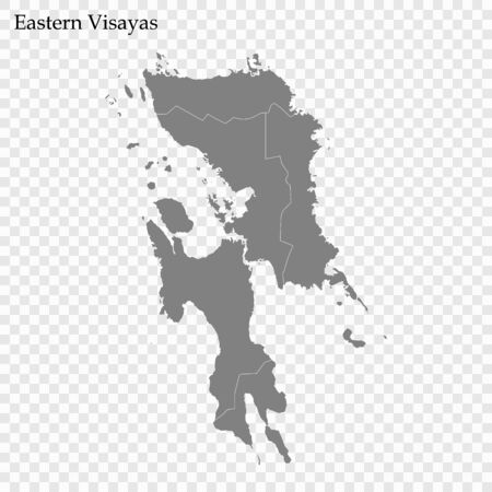 High Quality map of Eastern Visayas is a region of Philippines, with borders of the provincesのイラスト素材