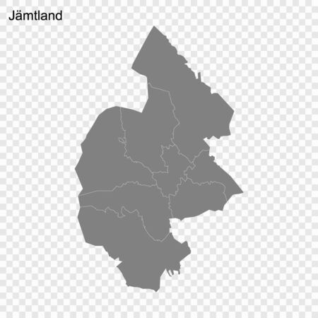 High Quality map of Jamtland is a county of Sweden, with borders of the Municipalitiesのイラスト素材