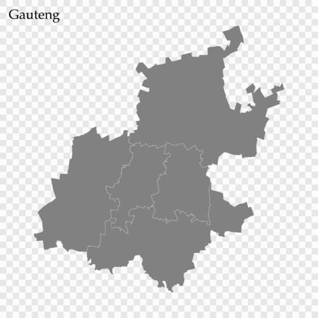 High Quality map of Gauteng is a province of South Africa, with borders of the districtsのイラスト素材