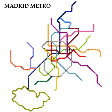 Map of the Madrid metro, Subway, Template of city transportation scheme for underground road.のイラスト素材