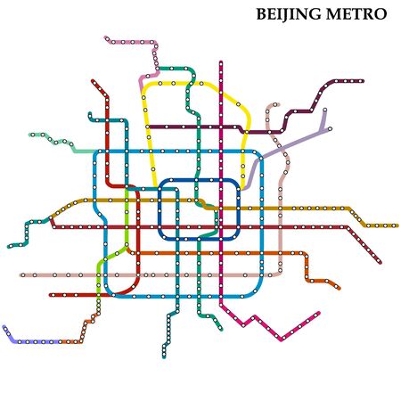 Map of the Beijing metro, Subway, Template of city transportation scheme for underground road.のイラスト素材
