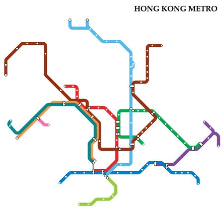 Map of the Hong Kong metro, Subway, Template of city transportation scheme for underground road.のイラスト素材