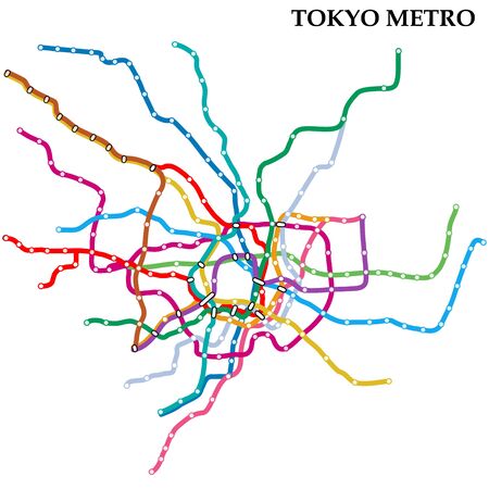 Map of the Tokyo metro, Subway, Template of city transportation scheme for underground road.のイラスト素材