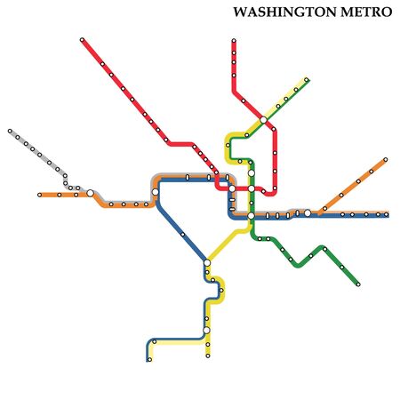 Map of the Washington metro, Subway, Template of city transportation scheme for underground road.のイラスト素材
