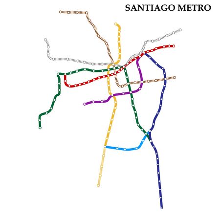 Map of the Santiago metro, Subway, Template of city transportation scheme for underground road.のイラスト素材