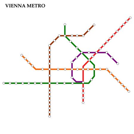 Map of the Vienna metro, Subway, Template of city transportation scheme for underground road.のイラスト素材