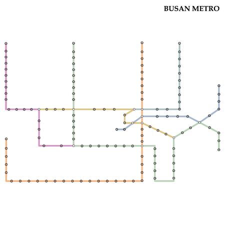 Map of the Busan metro, Subway, Template of city transportation scheme for underground road.のイラスト素材