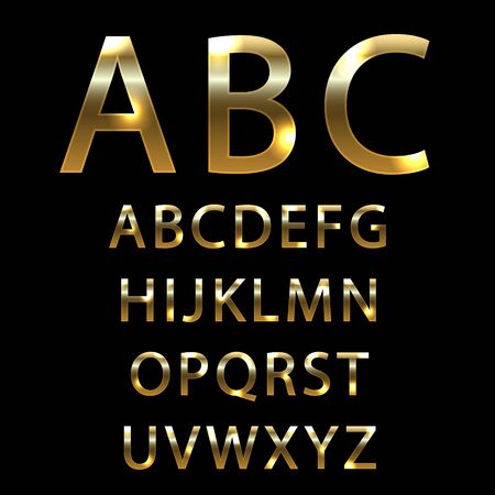 Metal gold font. letters with golden effectsのイラスト素材