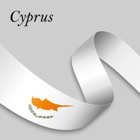 Waving ribbon or banner with flag of Cyprus. Template for independence day poster designのイラスト素材