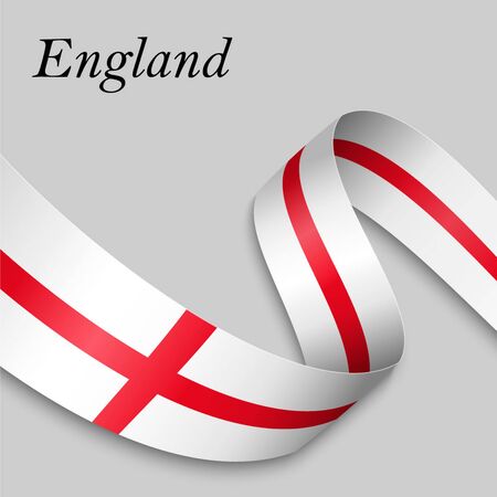 Waving ribbon or banner with flag of England. Template for independence day poster designのイラスト素材
