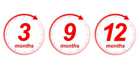 Mionths clock arrow. Vector time effect iconのイラスト素材