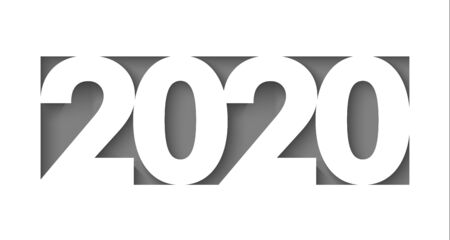 Happy new year 2020 cut paper background. Vector brochure design template.