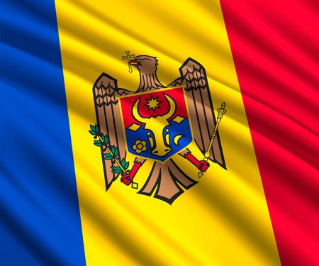 Background with 3d waving flag of Moldovaのイラスト素材