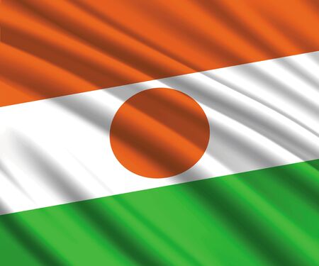 Background with 3d waving flag of Nigerのイラスト素材