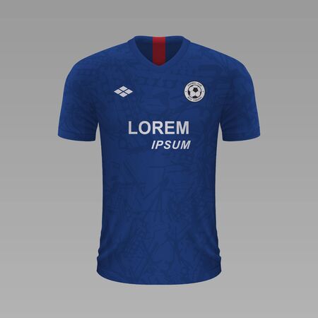 Realistic soccer shirt Chelsea 2020, jersey template for football kit. Vector illustrationのイラスト素材