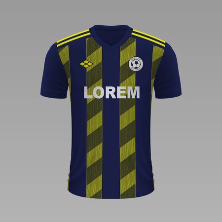 Realistic soccer shirt Fenerbahce 2020, jersey template for football kitのイラスト素材