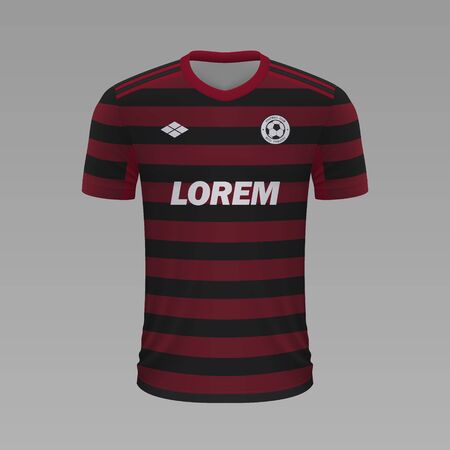 Realistic soccer shirt Flamengo 2020, jersey template for football kitのイラスト素材