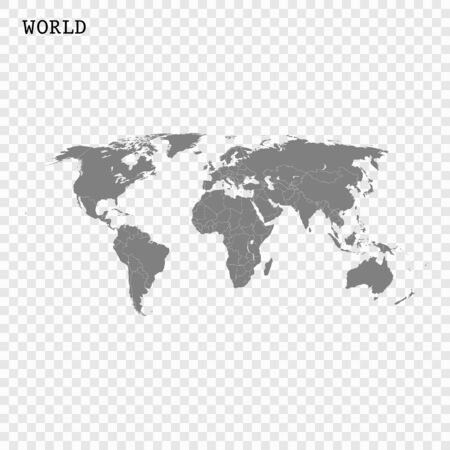 High quality world map with borders of the countriesのイラスト素材