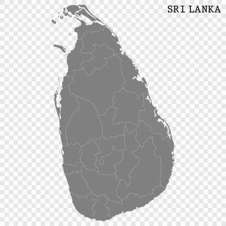 High quality map of Sri Lanka with borders of the regionsのイラスト素材