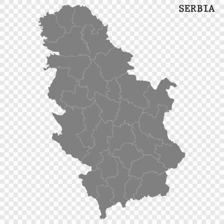 High quality map of Serbia with borders of the regionsのイラスト素材