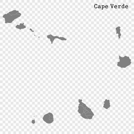 High quality map of Cape Verde with borders of the regionsのイラスト素材