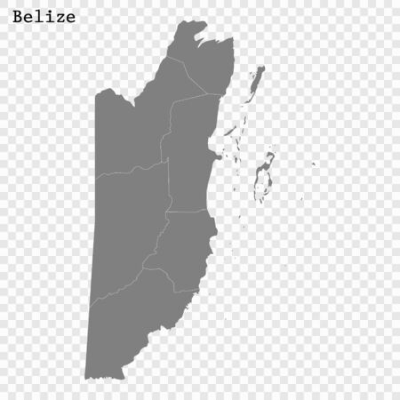 High quality map of Belize with borders of the regionsのイラスト素材