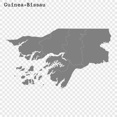 High quality map of Guinea-Bissau with borders of the regionsのイラスト素材
