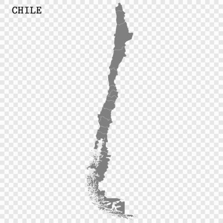 High quality map of Chile with borders of the regionsのイラスト素材