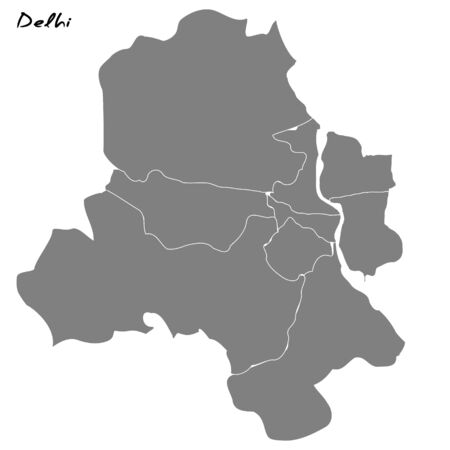 Delhi High quality map. Vector illustration . Template for your designのイラスト素材