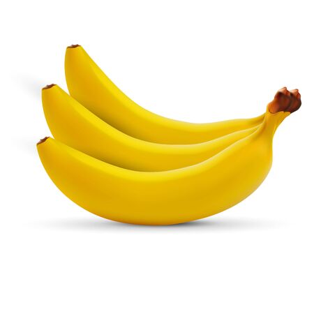 realistic banana isolated on white background. Vector illustrationのイラスト素材