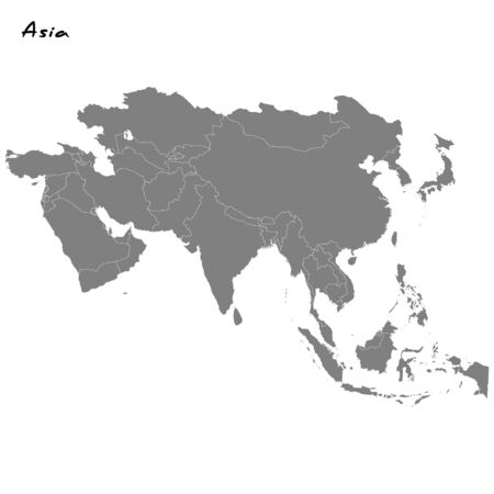 High quality map of Asia with borders of the regionsのイラスト素材