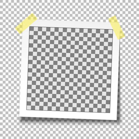 retro realistic vector photo frame, Template photo design textures. Isolated on transparent backgroundのイラスト素材