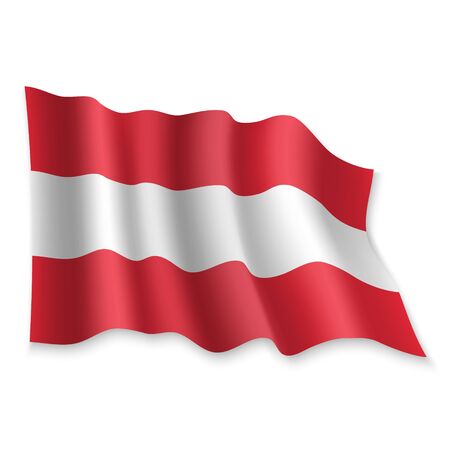 3D Realistic waving Flag of Austria on white backgroundのイラスト素材