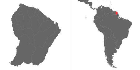 Map of French Guiana with location on american mapのイラスト素材