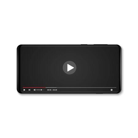 Realistic smartphone mockup with mobile video playerのイラスト素材