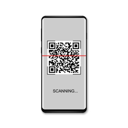 Realistic smartphone mockup with scan qr codeのイラスト素材