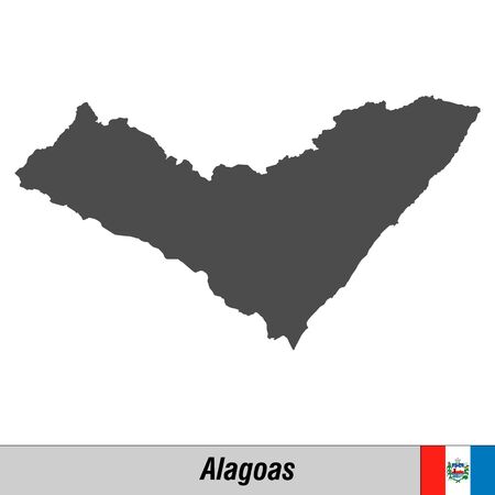 High quality map with flag state of Brazil - Alagoasのイラスト素材