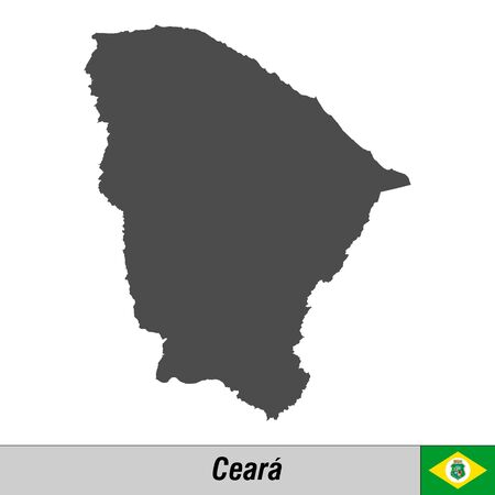 High quality map with flag state of Brazil - Cearaのイラスト素材
