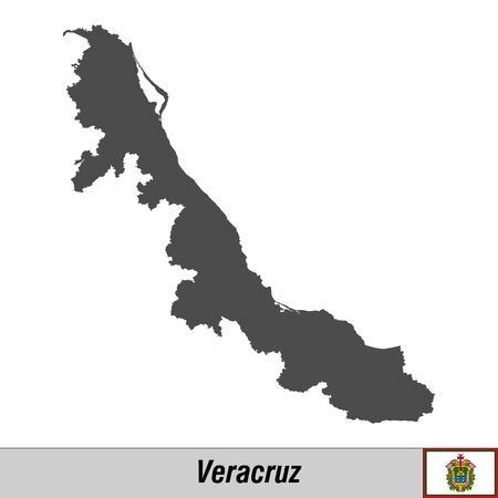 High quality map with flag state of Mexico - Veracruzのイラスト素材
