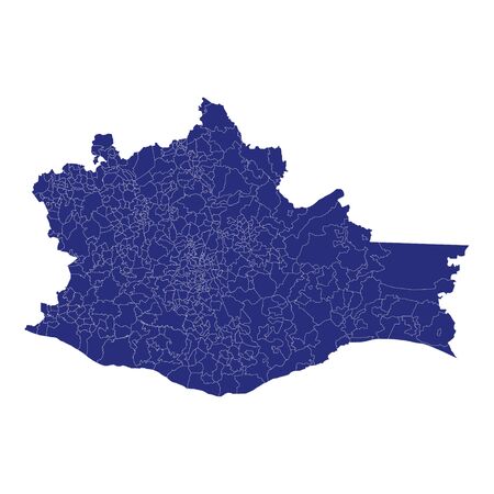 High Quality map of Oaxaca is a state of Mexico, with borders of the municipalitiesのイラスト素材