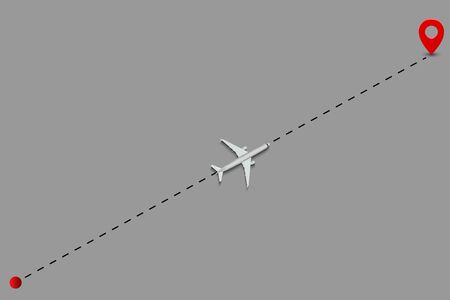 Airplane route dotted lines. plane track Vector illustration